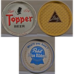 Lot Of 3 Round Tin Beer Trays.