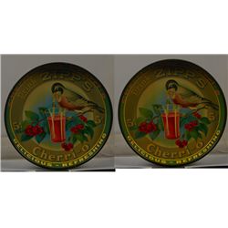 Lot Of 2 Drink Zipp’s Cherri-O Tin Serving Trays.