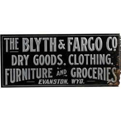 The Blyth & Fargo Co. Embossed Tin Advertising Sign.