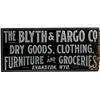 Image 1 : The Blyth & Fargo Co. Embossed Tin Advertising Sign.