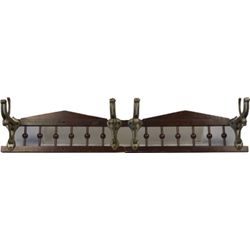 Pair Of Wood & Cast-Iron Self-Closing Wall Mount Hall.