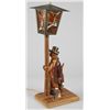 Image 1 : Carved Wood Musical Tabletop Lamp.