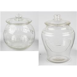 Lot Of 2 Clear Glass Countertop Display Peanut Jars.