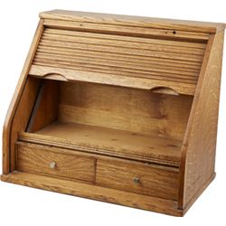 Oak Rolltop Tambour Door Desk Organizer.
