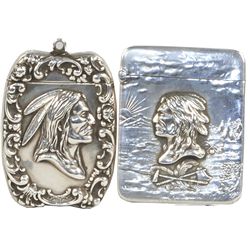 Lot Of 2 Sterling Silver Embossed Indian Match Safes.
