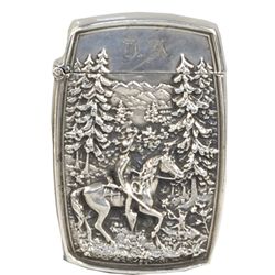 Ornate Sterling Silver Embossed Cowboy Match Safe.