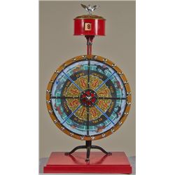 Counter Horserace Gambling Wheel On Wood Stand.