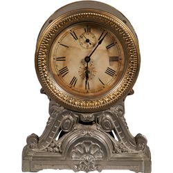 Ornate Seth Thomas Brass Alarm Clock On Iron Base.