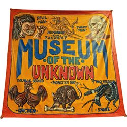 Large “Museum Of The Unknown” Painted Canvas Banner.