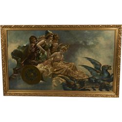A.D.M. Cooper Oil Painting In Ornate Gold Frame.