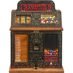 1 Cent Caille Bros. Fortune Ball Gum Vendor 3-Reel.