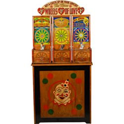 Set Of 3 Countertop Arcade Machines On Wood Clown Stand