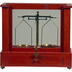 Early F. Hopken & Son Balance Scale In Wood Display.