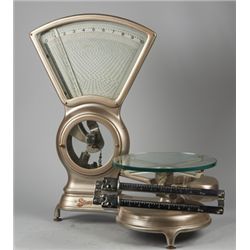 Stimpson Countertop Fan Scale Restored Silver w/Gold.