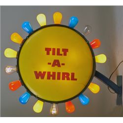 Tilt-A-Whirl Clown Round Double-Sided Plastic Ride Sign