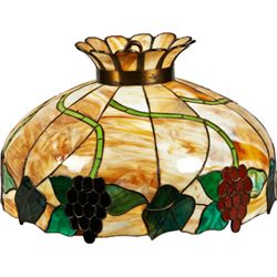 Tiffany-Style Stained Leaded Glass Hanging Lamp.