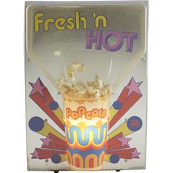 Fresh ‘N Hot Plastic Mechanical Popcorn Sign.