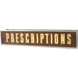 “Prescriptions” Glass Light-Up Sign.