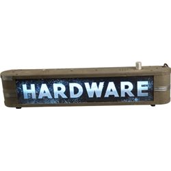 “Hardware” Glass Light-Up Sign In Metal Box.