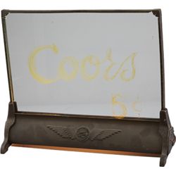 Glass Countertop Light-Up Markerboard Sign w/Metal Base