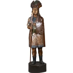 Lifesize Painted Carved Cigar Store Indian Statue.