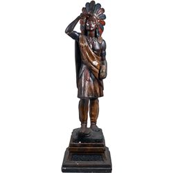 Lifesize Painted Carved Cigar Store Indian Statue.