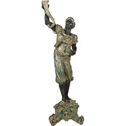 Large Fancy Painted Figural Lady Holding Vase Statue.