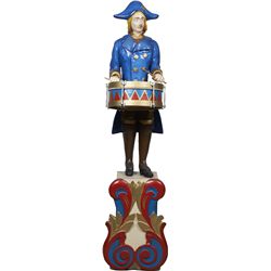 Large Figural Animated Drummer w/ Drum On Ornate Base.