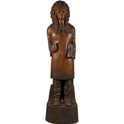 Very Large Wood Figural Cigar Store Indian Statue.