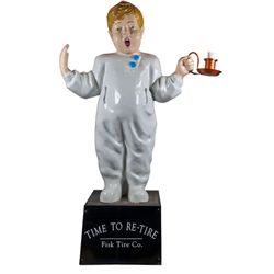 Very Large Fisk Tire Co. Sleepy Little Boy Figural.