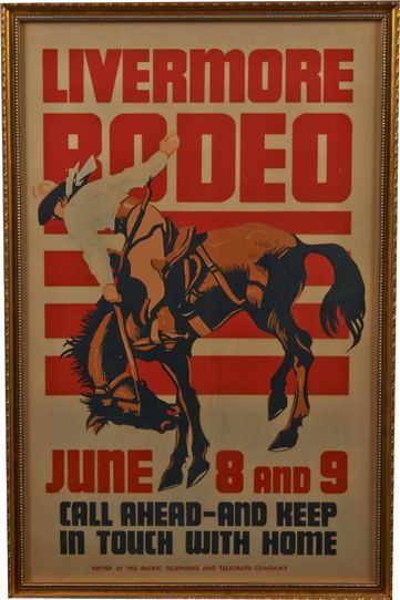 Livermore Rodeo Advertising Poster In Gold Frame.