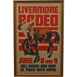 Livermore Rodeo Advertising Poster In Gold Frame.