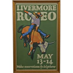 Livermore Rodeo Advertising Poster In Gold Frame.