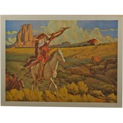 Santa Fe Railway “Meeting of The Chiefs” Travel Poster.