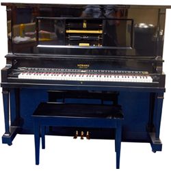Howard Black Laquer Upright Player Piano w/Bench.
