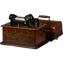 Cylinder Player In Edison Standard Phonograph Wood Case