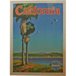 Original Santa Fe Railway “California” Travel Poster.