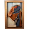 Image 1 : 3-D Cowgirl In Jeans, Chaps & Boots Display In Frame.