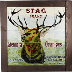 Stag Brand Glendora Oranges Embossed Ceramic Tile Sign.
