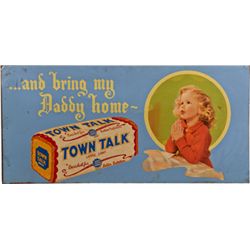 Town Talk Large Loaf Bread Tin Advertisement Sign.