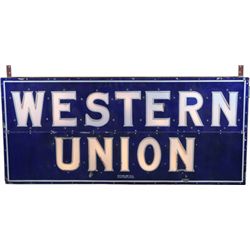 Large Western Union Double-Sided Light-Up Porcelain.