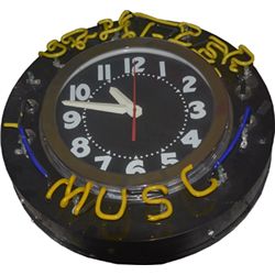 Wurlitzer Music Round Light-Up Neon Metal Clock.