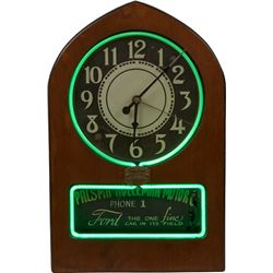 Telechron Neon Telechron Light-Up Neon Advertising Clock.