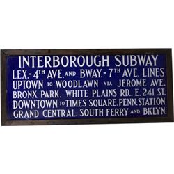 Interborough Subway New York City Porcelain Sign.