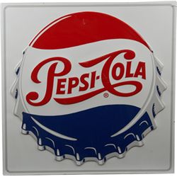Pepsi Cola Embossed Tin Advertisement Sign.