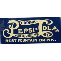 Drink Pepsi = Cola Embossed Tin Advertisement Sign.