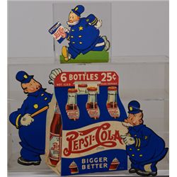 Lot Of 2 Pepsi Keystone Cops Cardboard Advertisement.