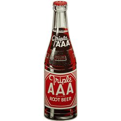 Triple “AAA” Root Beer Embossed Die-Cut Tin Bottle Sign