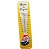 Image 1 : Pepsi Cola Embossed Tin Advertising Thermometer Sign.