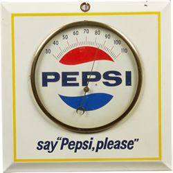 Pepsi “Say Pepsi, Please” Advertising Tin Thermometer.